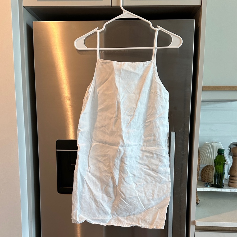 Reformation White Spaghetti Strap Dress linen